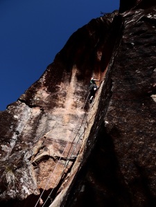 Mike Dobie on the first ascent of Foe-Hammer